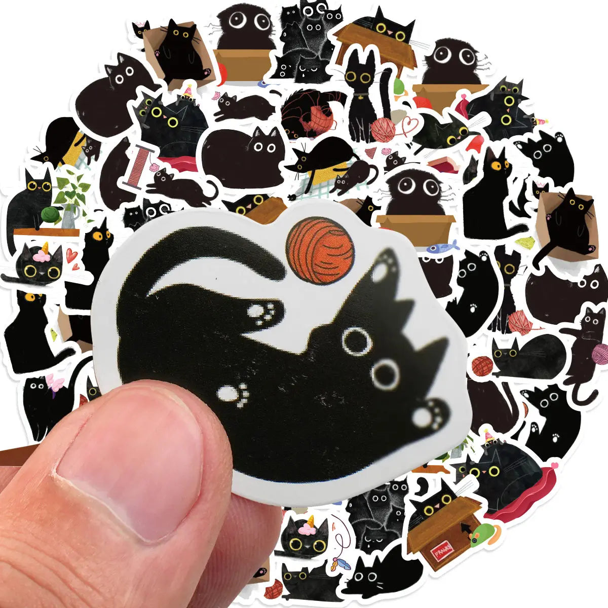 Cute Black Cat Sticker Set