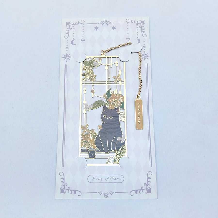 Amusing Cat Brass Bookmark