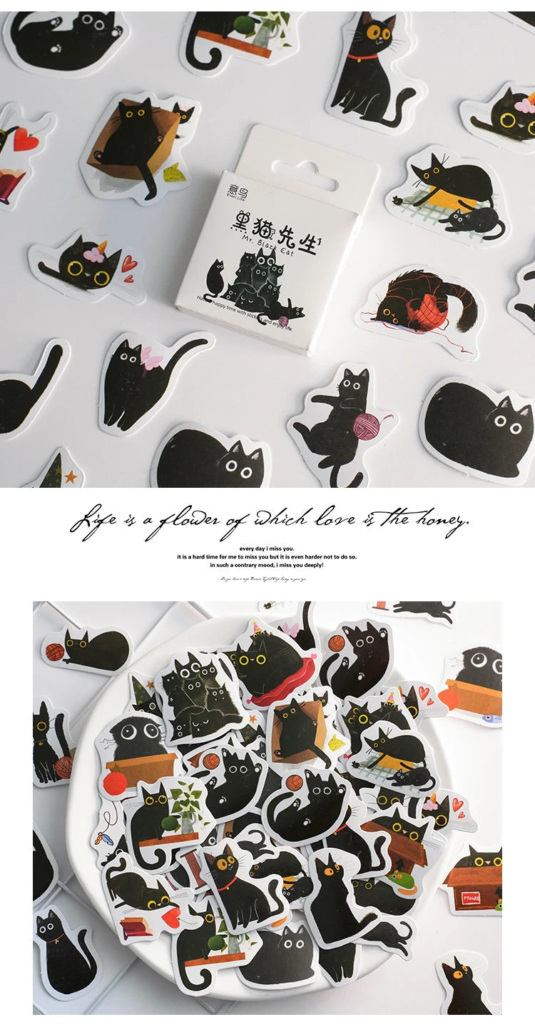Kawaii Black Cat Sticker Collection