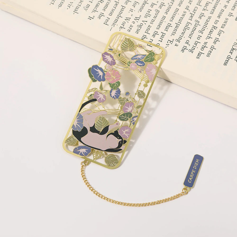 Amusing Cat Brass Bookmark