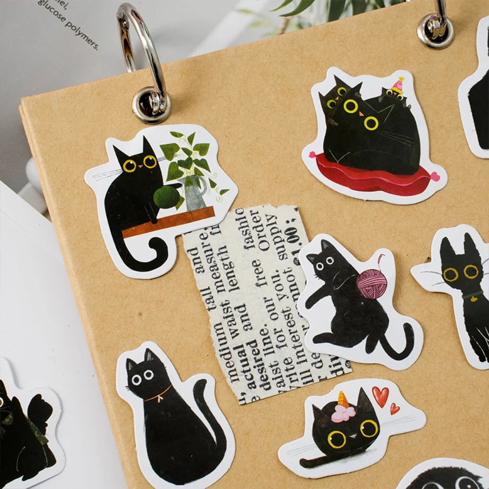 Kawaii Black Cat Sticker Collection