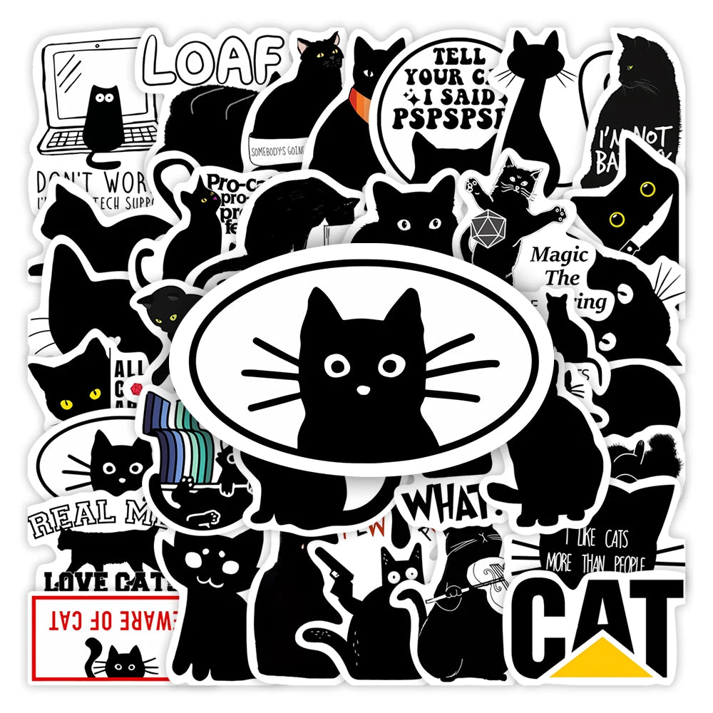 Fancy Black Cat Sticker