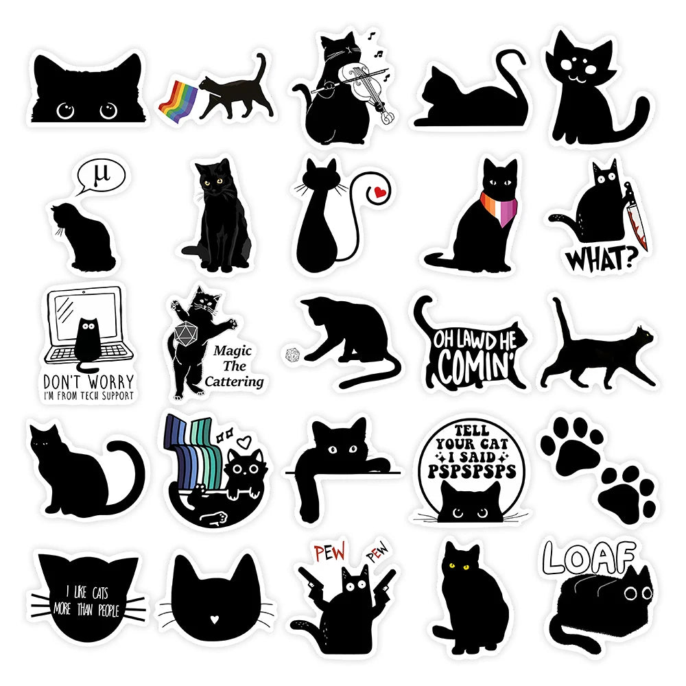 Fancy Black Cat Sticker