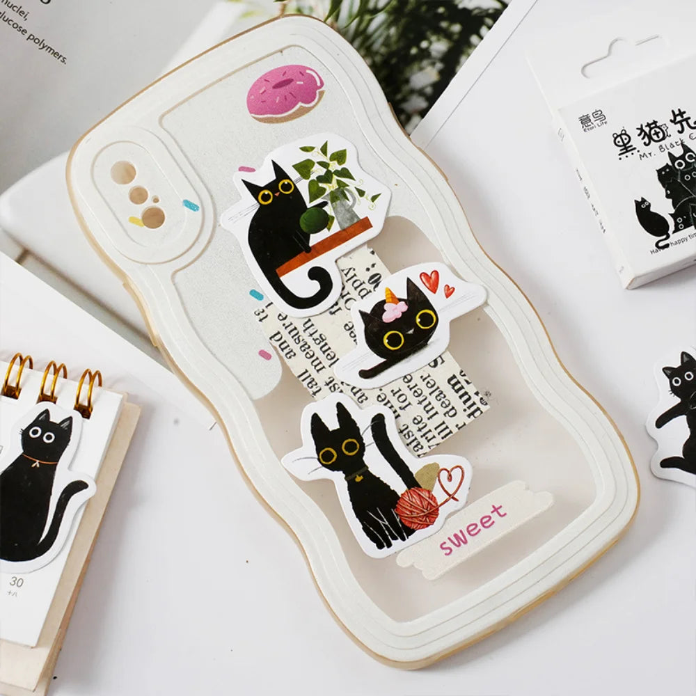 Kawaii Black Cat Sticker Collection