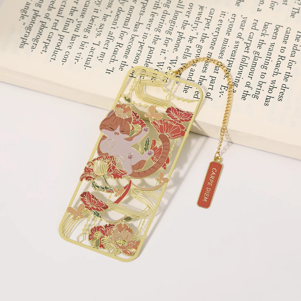 Amusing Cat Brass Bookmark