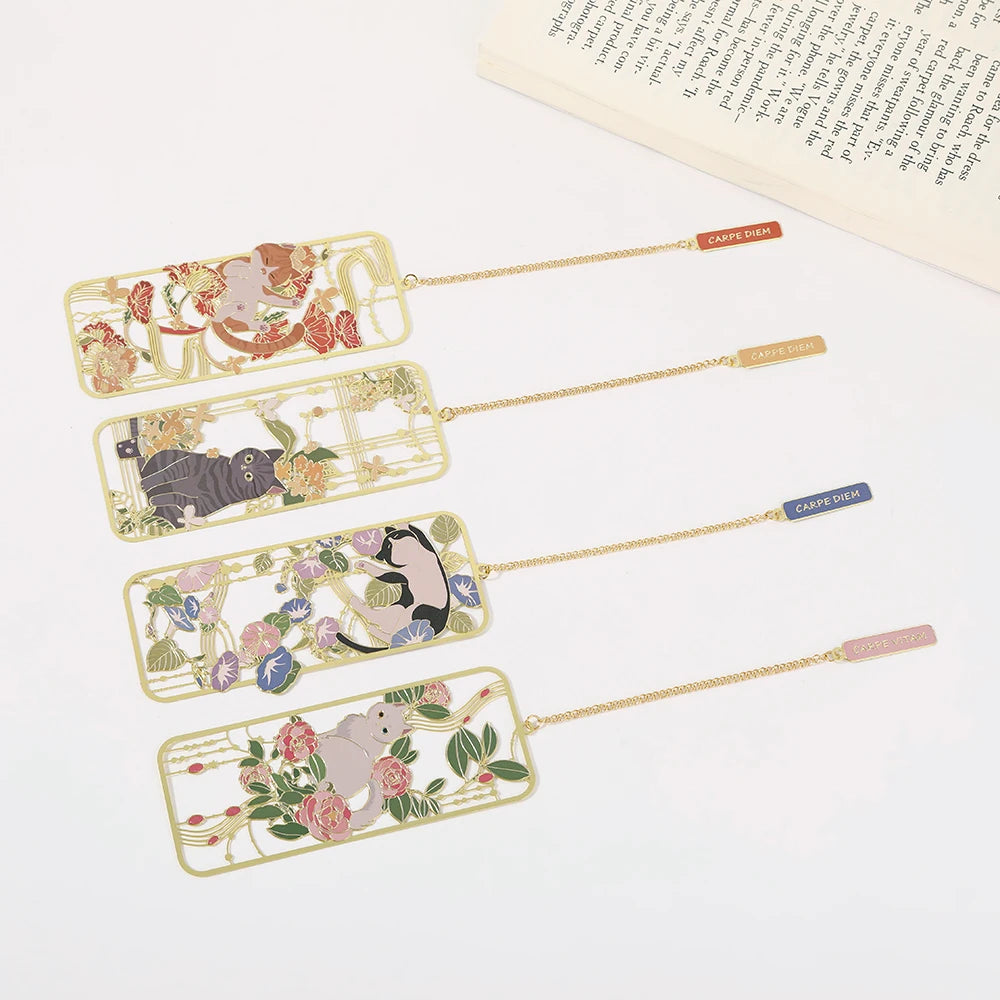 Amusing Cat Brass Bookmark