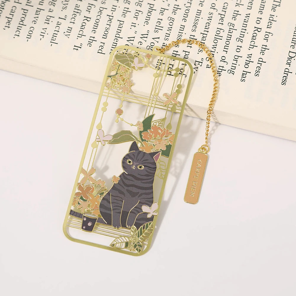 Amusing Cat Brass Bookmark