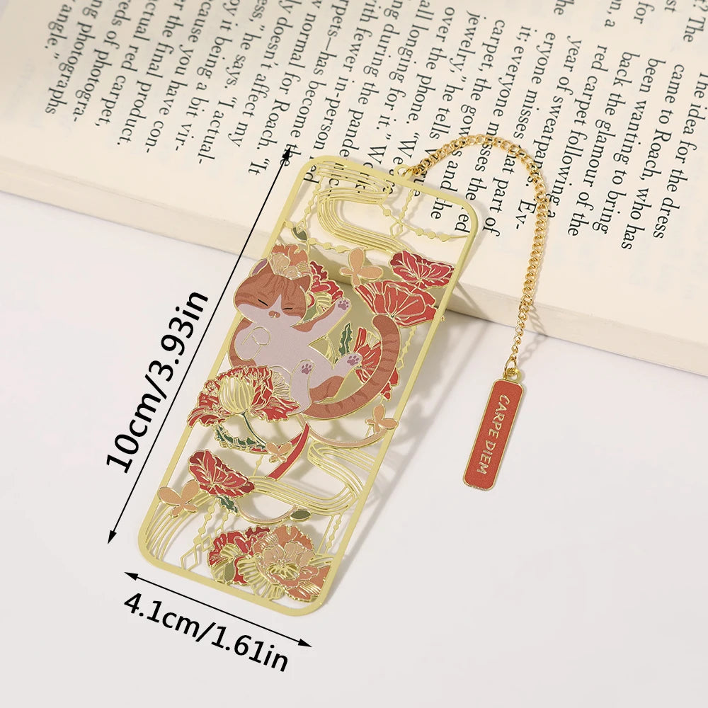 Amusing Cat Brass Bookmark