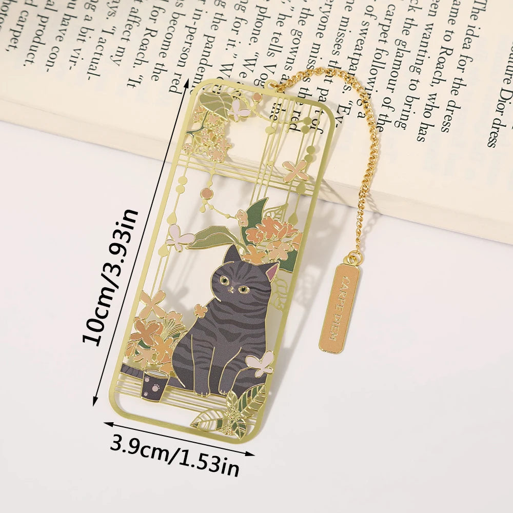 Amusing Cat Brass Bookmark