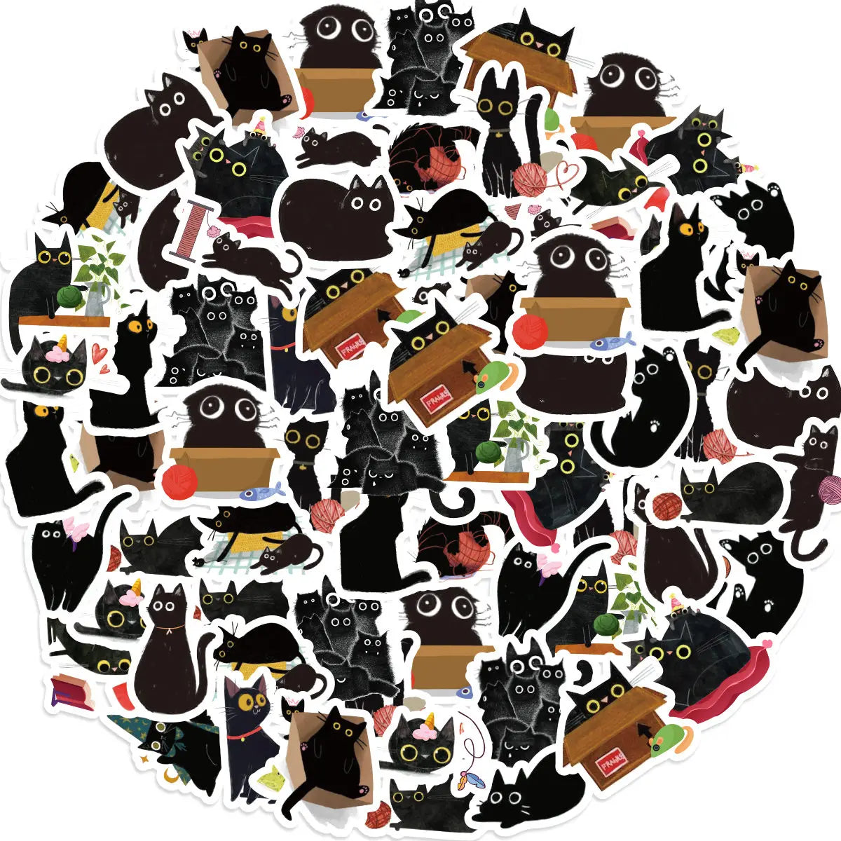 Cute Black Cat Sticker Set