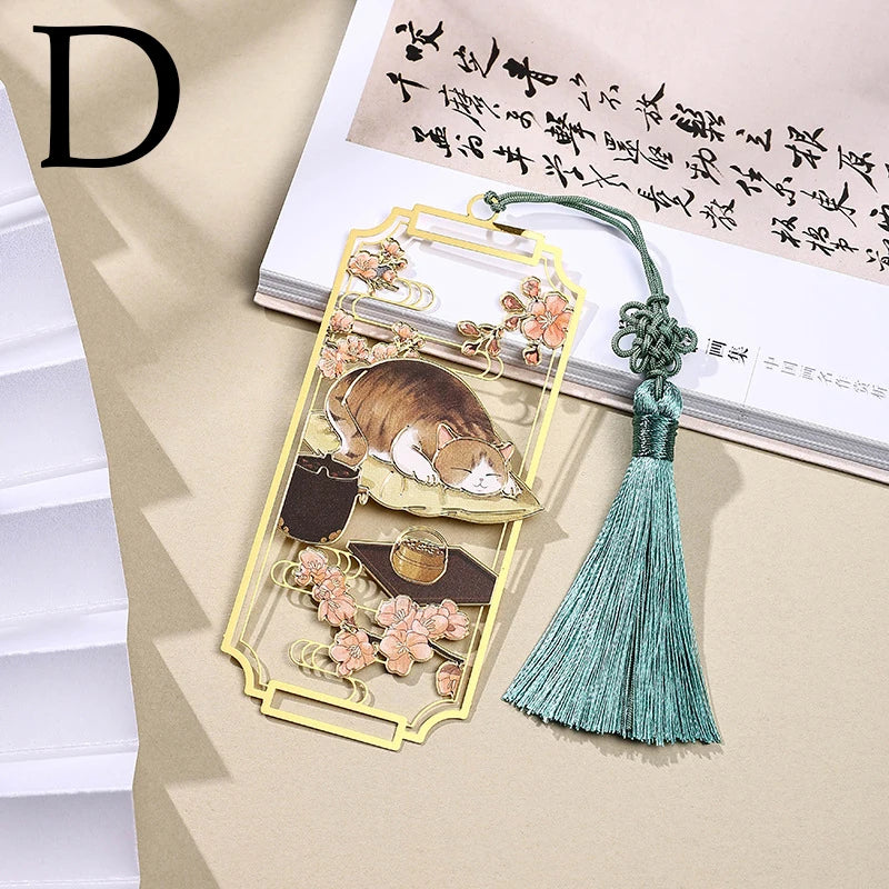 Elegant Cat Hollowed Metal Bookmark