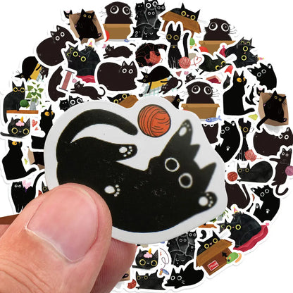 Cute Black Cat Sticker Set