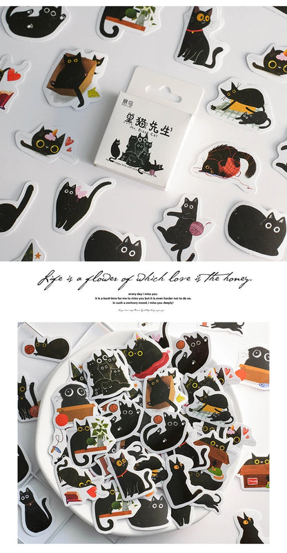 Kawaii Black Cat Sticker Collection