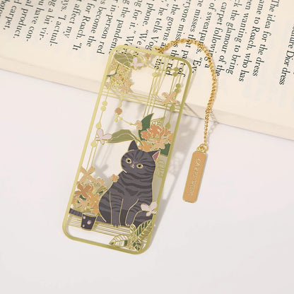 Amusing Cat Brass Bookmark