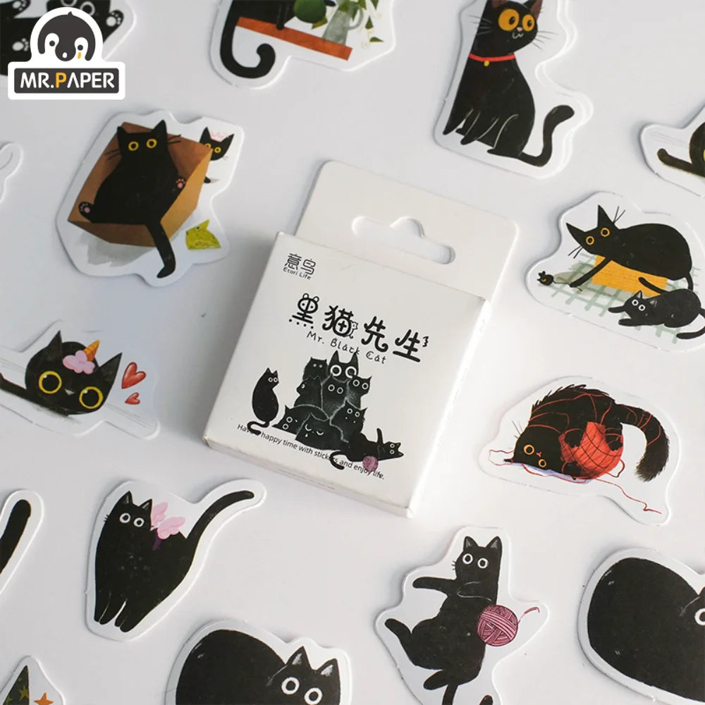 Kawaii Black Cat Sticker Collection