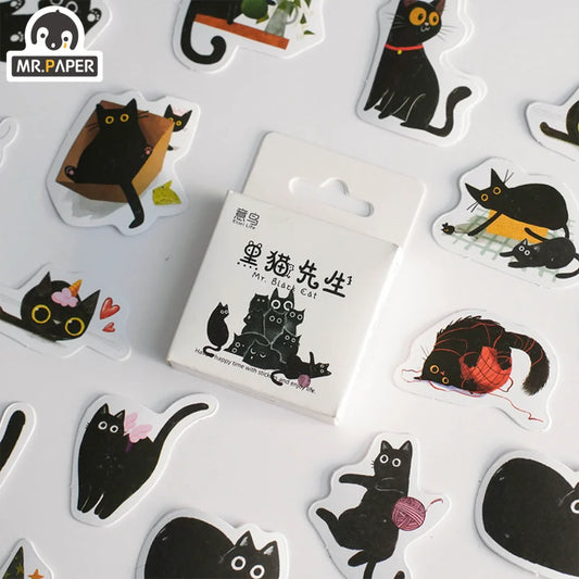Kawaii Black Cat Sticker Collection