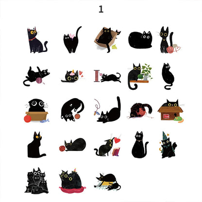 Kawaii Black Cat Sticker Collection