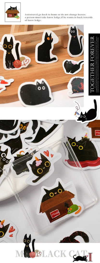 Kawaii Black Cat Sticker Collection
